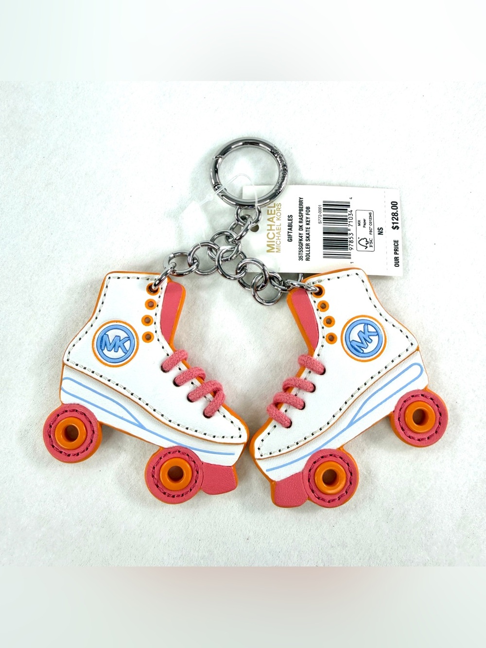 Michael Kors Roller Skates Bag Charm Key Fob Laces Dark Raspberry Logo NWT